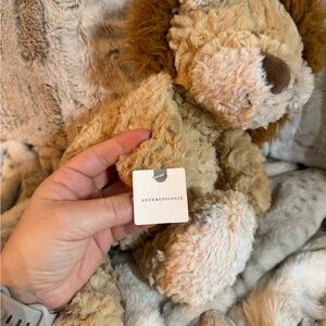 Anthropologie Brown and Cream Plush Lion